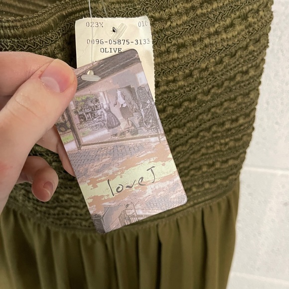 love J Strapless Chiffon Maxi Dress size M - Olive Green - Picture 3 of 9